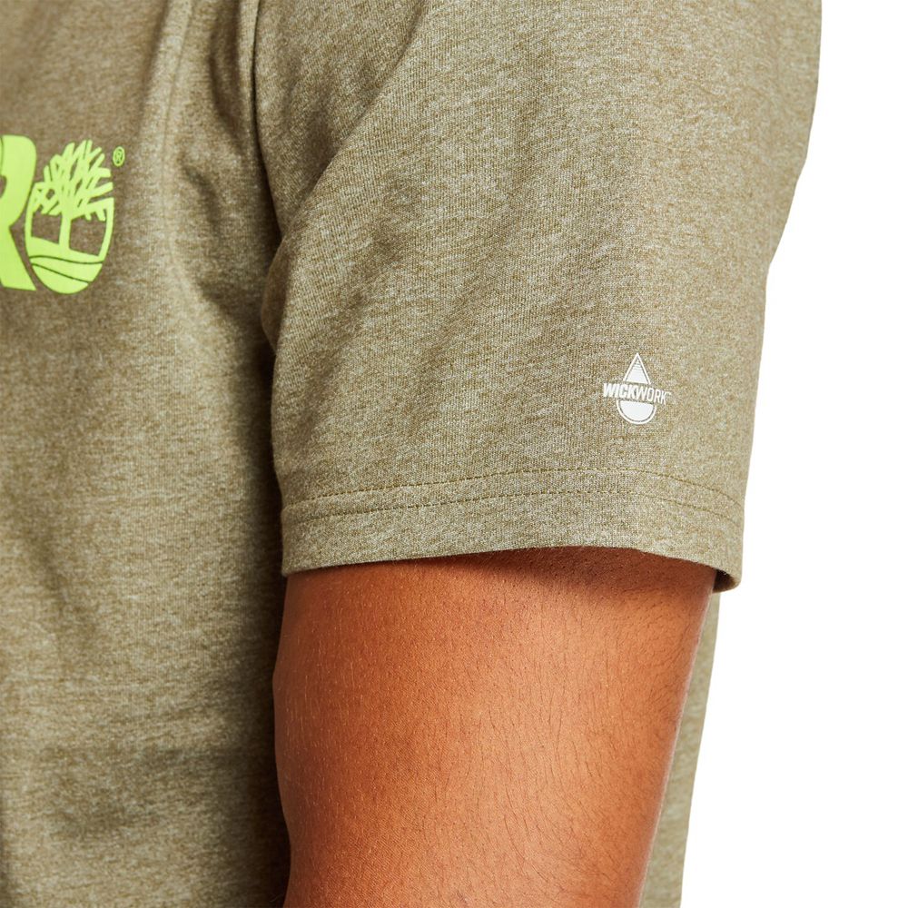 Camisetas Masculino - Timberland Pro® Short Sleeve Base Plate Wicking Logo - WJTDO3569 - Verde Oliva